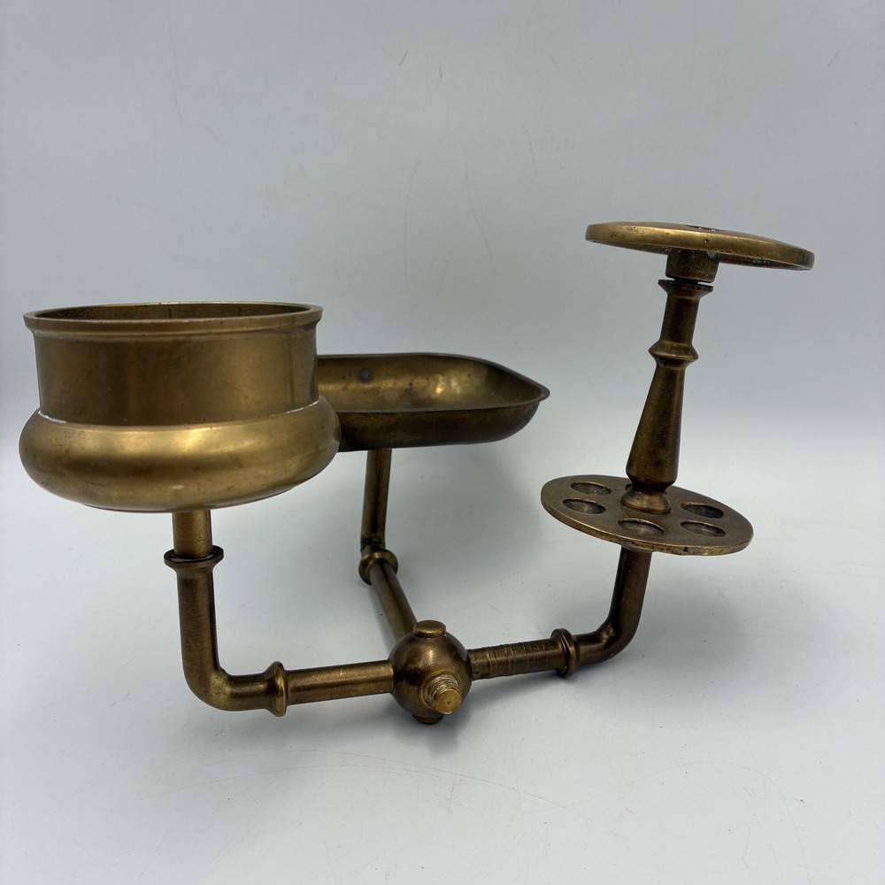 Vintage Solid Brass Wall Mount Bathroom Organizer Soap Dish Toothbrush Holder - Picture 3 of 8